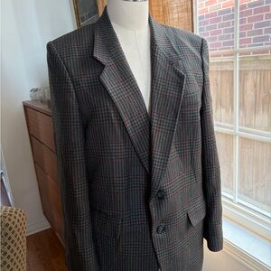 Men's Glen Plaid Sport Coat in Dark Olive/Brown